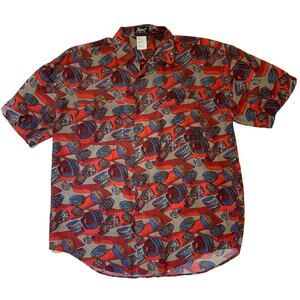 Impact 100% Silk Hawaiian Shirt Men's M/L, Short Sleeve, Relaxed Fit, Button-Up